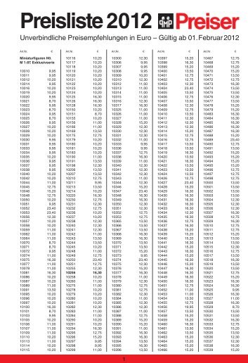 Preisliste 2012 - Preiser