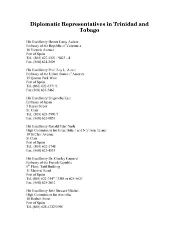 Diplomatic Representatives in Trinidad and Tobago.pdf - High ...