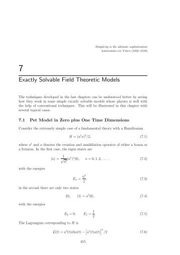 Exactly Solvable Field Theoretic Models