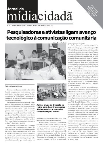 Pesquisadores e ativistas ligam avanÃ§o tecnolÃ³gico Ã  comunicaÃ§Ã£o ...