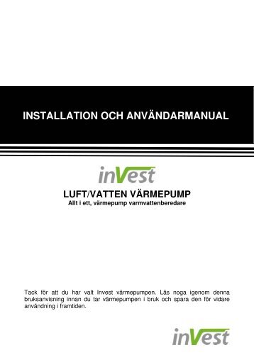 INSTALLATION OCH ANVÃNDARMANUAL