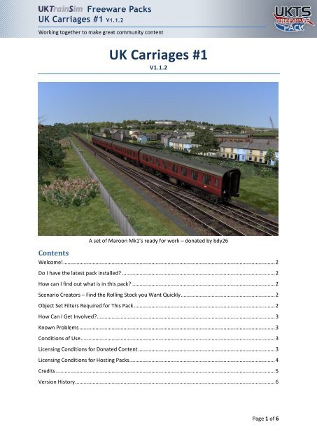 Freeware Packs UK Carriages #1 V1.1.2 - UKTrainSim
