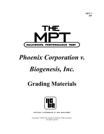 Phoenix Corporation v. Biogenesis, Inc. Grading ... - Oregon State Bar