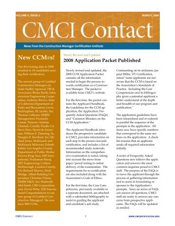 March CMCI Contact - CMAA