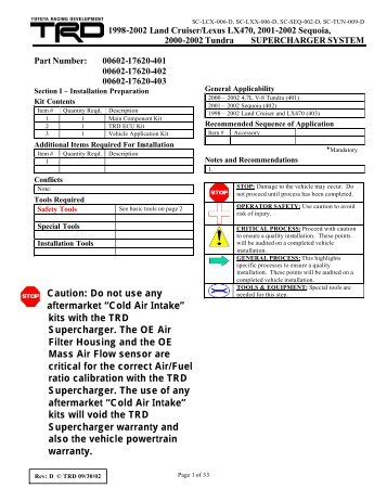 2UZ TRD Supercharger Installation instruction - Lextreme.com