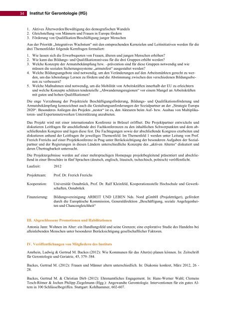 Forschungsbericht 2012 - UniversitÃ¤t Vechta