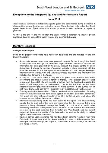 8b M3 Exception Report v0-1 - South West London and St George's ...