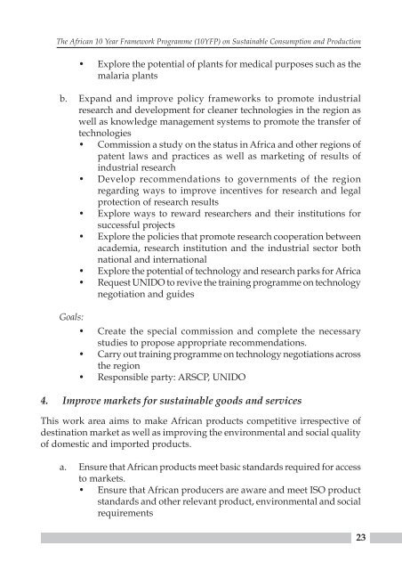 The African 10 Year Framework Programme (10YFP) - UNEP