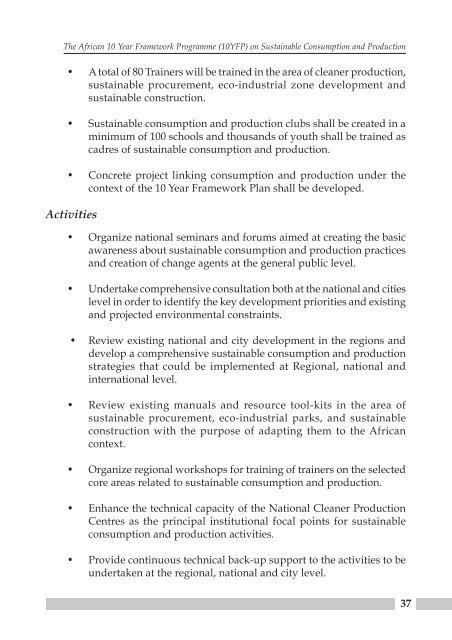 The African 10 Year Framework Programme (10YFP) - UNEP