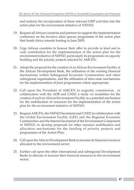 The African 10 Year Framework Programme (10YFP) - UNEP