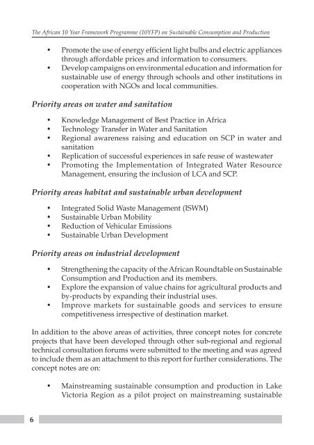 The African 10 Year Framework Programme (10YFP) - UNEP