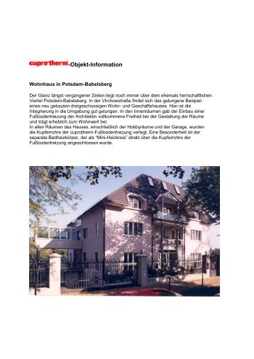 Wohnhaus in Potsdam-Babelsberg (PDF, 0.1 MB) - cuprotherm