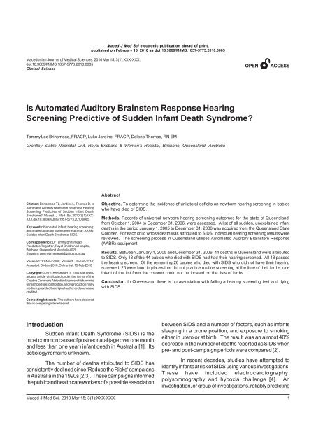 Is Automated Auditory Brainstem Response Hearing Screening ...