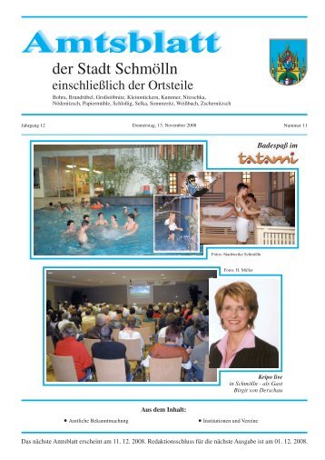 Amtsblatt vom November ÃƒÂ¶ffnen - SchmÃƒÂ¶lln