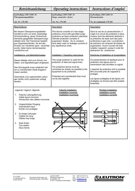 Betriebsanleitung Operating instructions ... - Leutron GmbH