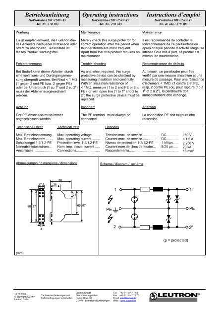 Betriebsanleitung Operating instructions ... - Leutron GmbH