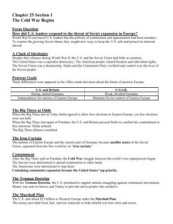 Chapter 25 Section 1 The Cold War Begins