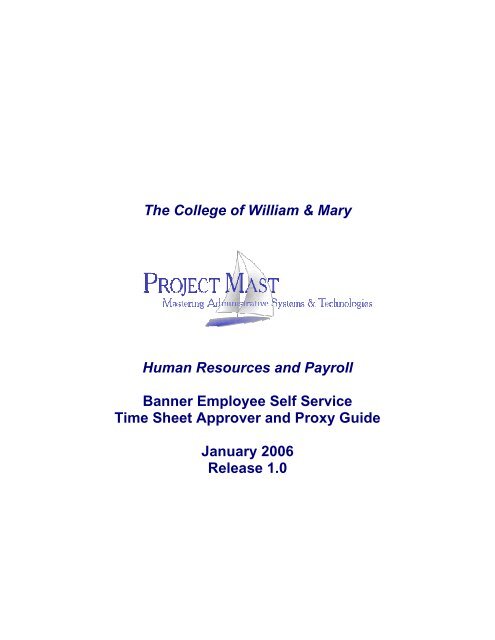 Banner Time Sheet Approver And Proxy User Guide College Of