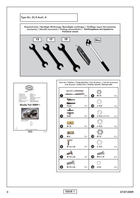 Fitting Instructions - Cobra-SOR