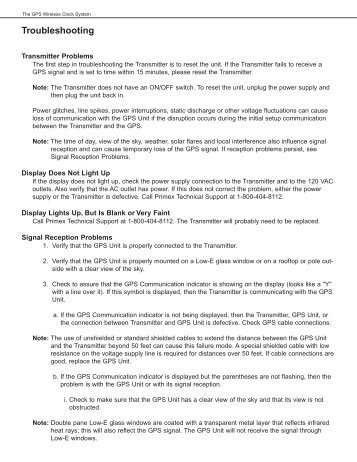 Troubleshooting - Primex Wireless