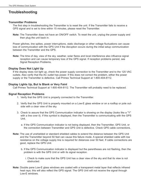 Troubleshooting - Primex Wireless