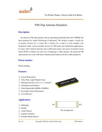 FM Chip Antenna Datasheet