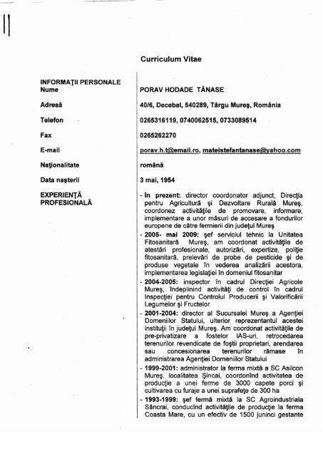 Curriculum Vitae - USAMV Cluj-Napoca