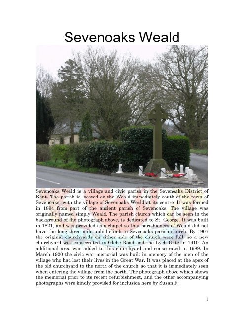 Sevenoaks Weald Kent Fallen