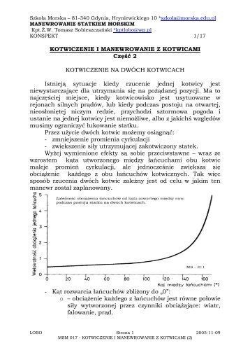 KOTWICZENIE I MANEWROWANIE Z KOTWICAMI ... - posejdon