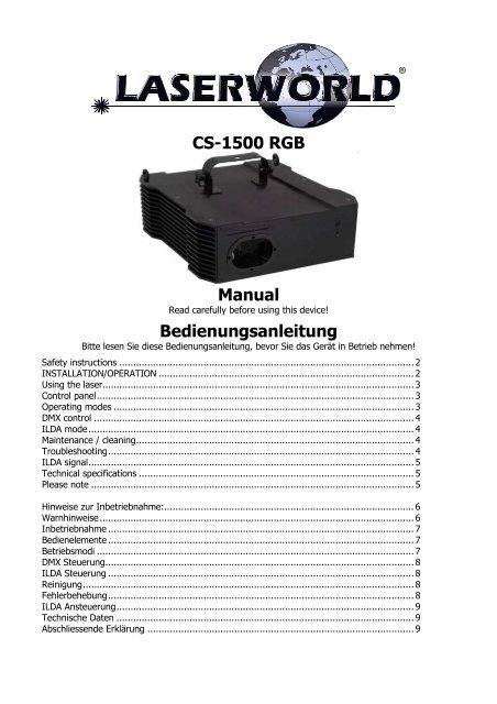 CS-1500 RGB Manual Bedienungsanleitung - SOH