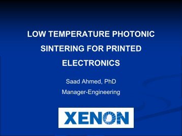 low temperature photonic sintering for printed electronics