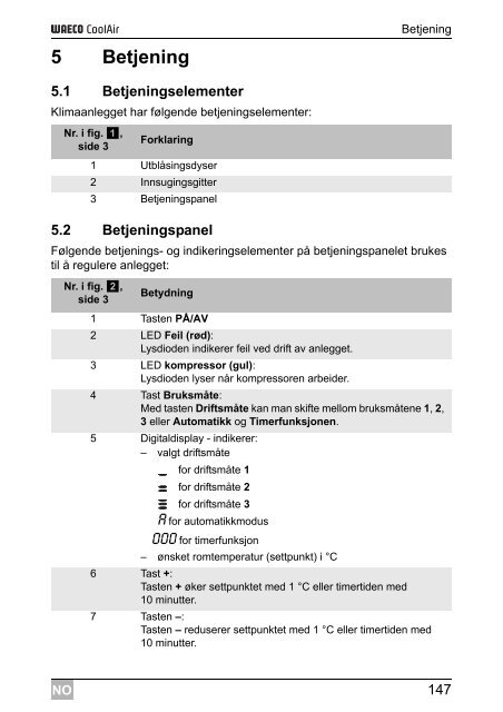 Instrucciones de uso - Waeco