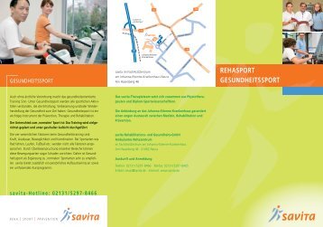 Flyer Rehabilitationssport / Gesundheitssport - savita GmbH