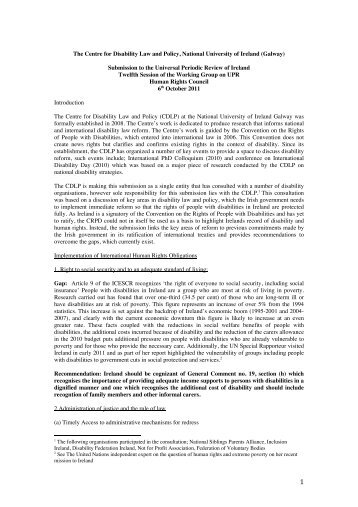 CDLP Submission to the Universal Periodic Review of Ireland 2011