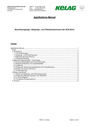 SCA Handbuch - Kelag Kuenzli Elektronik AG