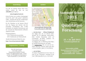 Flyer Summer School2013 Qualitative Forschung Koeln