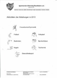 Aktivitäten der Abteilungen 2013 - SV Glienicke eV