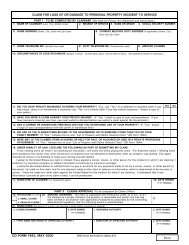 DD Form 1842, Claim for Loss of or Damage to Property Incident to ...