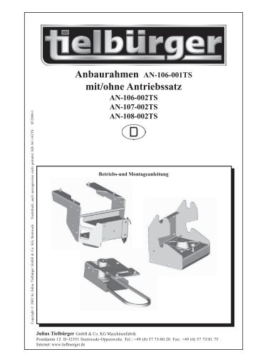 Anbaurahmen AN-106-001TS mit/ohne Antriebssatz AN-106-002TS ...