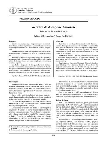 Recidiva da doenÃ§a de Kawasaki - Jornal de Pediatria