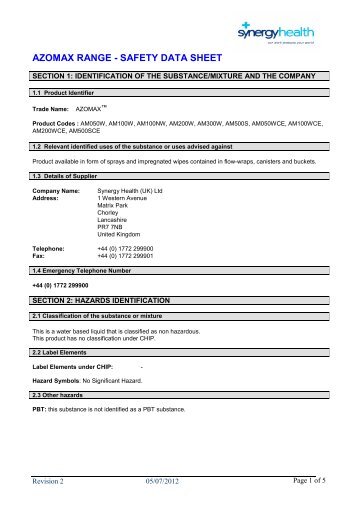 AZOMAX RANGE - SAFETY DATA SHEET - John Preston