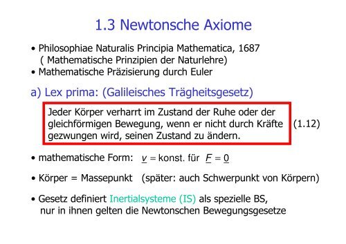 1.3 Newtonsche Axiome
