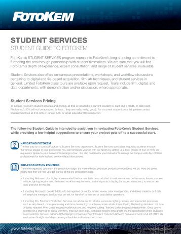 Student Services Guide - FotoKem