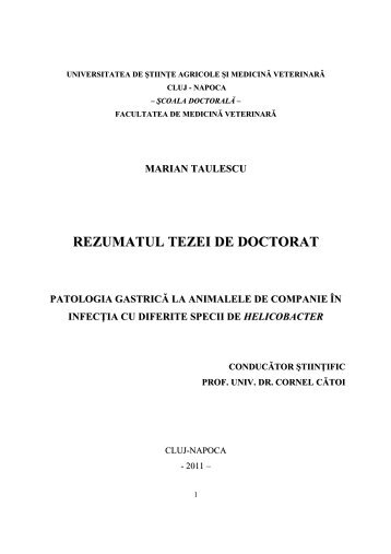 REZUMAT Teza Doctorat Marian Taulescu - USAMV Cluj-Napoca