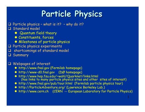 Particle Physics - FSU Physics Department