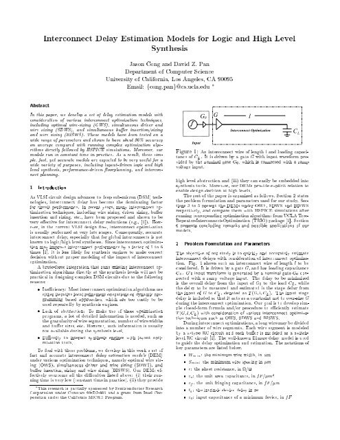 Interconnect Delay Estimation Models for Logic and ... - IBM Research