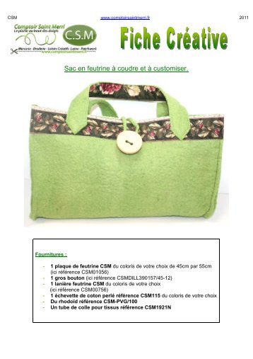 Fabriquer un sac en feutrine ModÃ¨le 1 - Comptoir Saint Merri