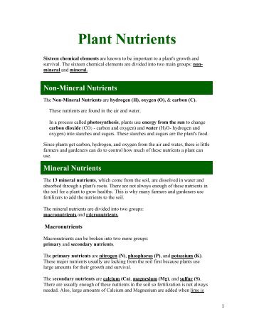 Plant Nutrients - North American Envirothon