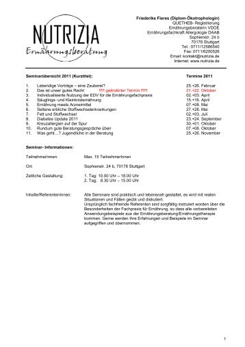 1 Friederike Fieres (Diplom-Ãkotrophologin) QUETHEB ...