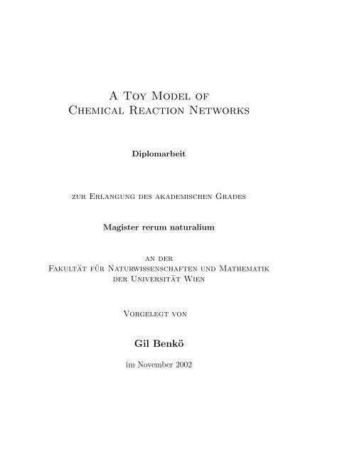 A Toy Model of Chemical Reaction Networks - TBI - UniversitÃ¤t Wien